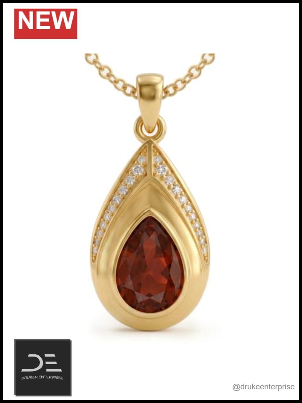 14K Real Gold Plated Garnet Teardrop Birthstone Pendant Necklace 18